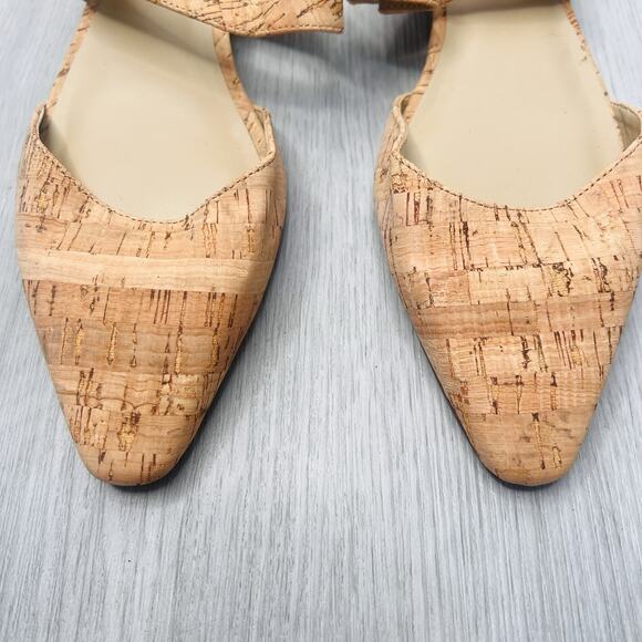 Ann Taylor Elongated Cork Chic Tan Pointed Toe Shoes Flats Size 7 - Picture 2 of 5